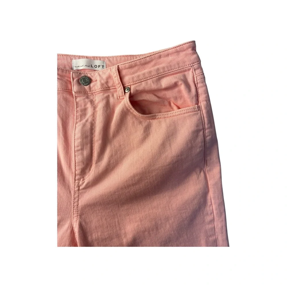 LOFT Marisa‎ Fit Cropped Straight Leg Jeans Peach Coral Color Size 29x8
